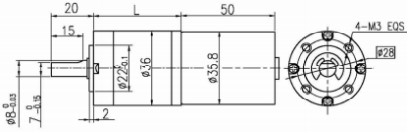 9V-16V 36 mm OD fırçasız DC dişli motoru 4 kutup