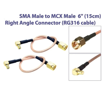 Düşük Kayıp Kablosu SMA-Erkek MCX Erkek Sağ Köşe 6 Inç 15cm Bağlantı RF RG316 Koaksial Anten Pigtail
