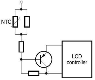 LCD sıcaklık kompanzasyon devresi NTC termistörü sıcaklık sensörü olarak kullanan sıvı kristal ekranlar